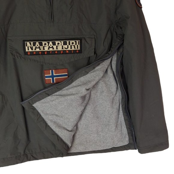 Men's Napapijri Rainforest Fleece Lined 1/4 Zip Jacket In Grey Size Small - Picture 3 of 4
